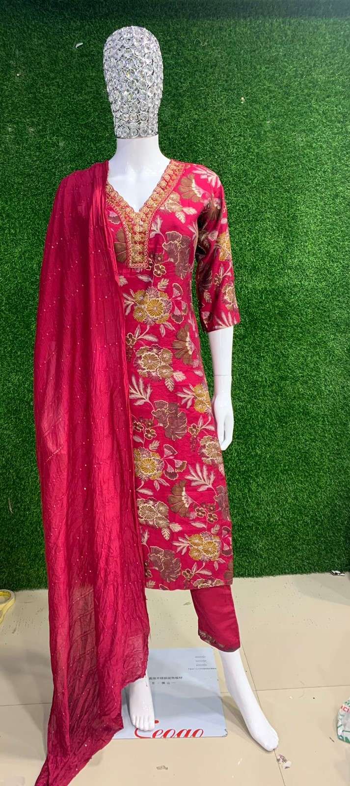 BEMITEX INDIA PRESENTS MODAL SILK WITH MACHINE WORK BASED LATEST READYMADE 3 PIECE SUIT COLLECTION WHOLESALE SHOP IN SURAT